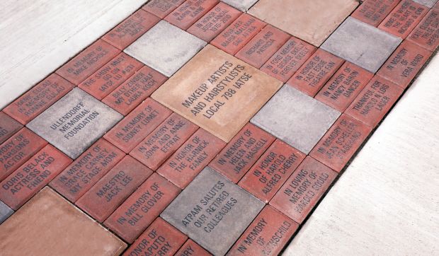 Close up of brick wall with inscriptions at the Actors Fund Home