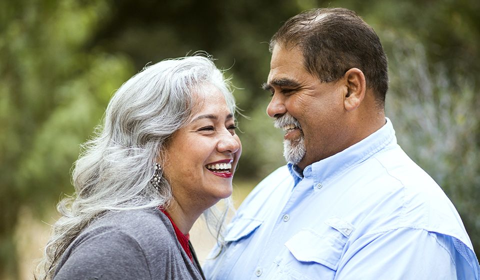 An older couple enjoying each other's company